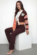 Wrenlee Color Block Chenille Patch Cardigan
