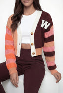 Wrenlee Color Block Chenille Patch Cardigan