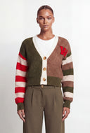 Wrenlee Color Block Chenille Patch Cardigan