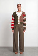 Wrenlee Color Block Chenille Patch Cardigan