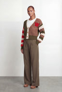 Wrenlee Color Block Chenille Patch Cardigan