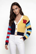 Wrenlee Color Block Chenille Patch Cardigan