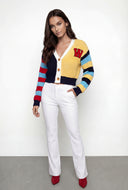 Wrenlee Color Block Chenille Patch Cardigan