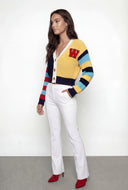 Wrenlee Color Block Chenille Patch Cardigan