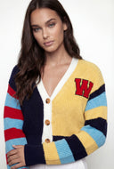 Wrenlee Color Block Chenille Patch Cardigan