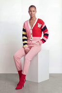 Wrenlee Color Block Chenille Patch Cardigan