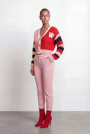 Wrenlee Color Block Chenille Patch Cardigan
