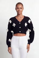 Bow Knit Crop Cardigan