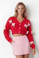 Bow Knit Crop Cardigan