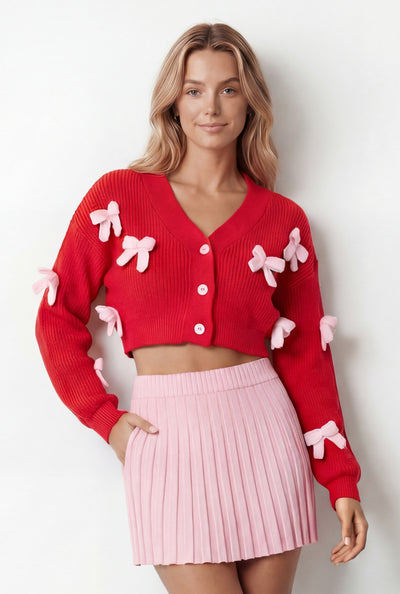 Bow Knit Crop Cardigan