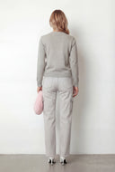 Bow Ribbed Trim Pullover Sweater