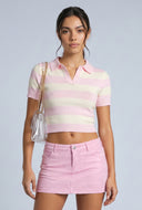 Striped Crop Polo
