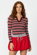 Elara Striped Cable Knit Polo Sweater