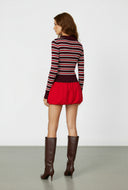 Elara Striped Cable Knit Polo Sweater