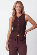 Metallic Button Knit Sweater Vest