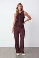 Metallic Button Knit Sweater Vest