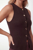 Metallic Button Knit Sweater Vest