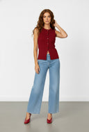 Metallic Button Knit Sweater Vest