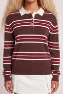 Striped Long Sleeve Polo Top