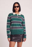Striped Long Sleeve Polo Top