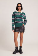 Striped Long Sleeve Polo Top