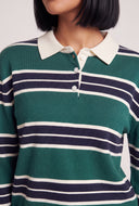 Striped Long Sleeve Polo Top