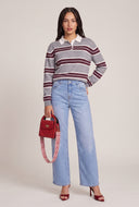 Striped Long Sleeve Polo Top