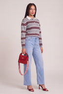 Striped Long Sleeve Polo Top