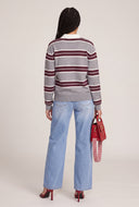 Striped Long Sleeve Polo Top