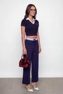 Penny Teddy Embroidered Cropped Polo Sweater