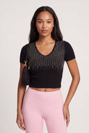 Glam Short Sleeve Crop Sweater