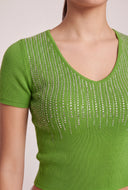 Glam Short Sleeve Crop Sweater