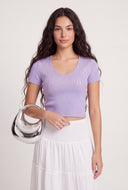 Glam Short Sleeve Crop Sweater