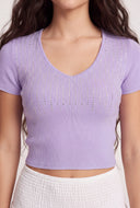 Glam Short Sleeve Crop Sweater