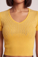 Glam Short Sleeve Crop Sweater