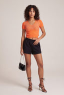 Glam Short Sleeve Crop Sweater