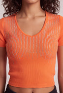 Glam Short Sleeve Crop Sweater