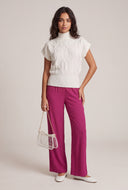 Cable Knit Short Sleeve Sweater