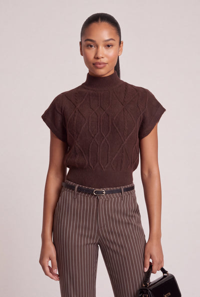 Cable Knit Short Sleeve Sweater