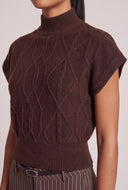 Cable Knit Short Sleeve Sweater