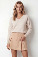 Brushed Knit V-Neck Pullover Sweater