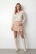 Brushed Knit V-Neck Pullover Sweater
