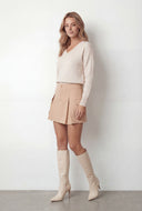 Brushed Knit V-Neck Pullover Sweater