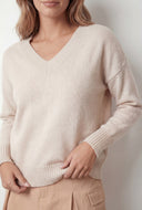 Brushed Knit V-Neck Pullover Sweater