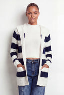Rhea Striped Lined Hooded Crochet Cardigan