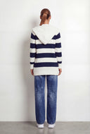 Rhea Striped Lined Hooded Crochet Cardigan