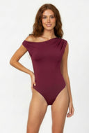 Nyomi Asymmetrical Ruched One Shoulder Bodysuit
