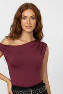 Nyomi Asymmetrical Ruched One Shoulder Bodysuit