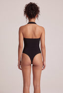 Plunge Halter Thong Bodysuit