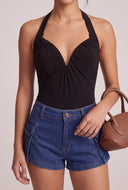 Plunge Halter Thong Bodysuit